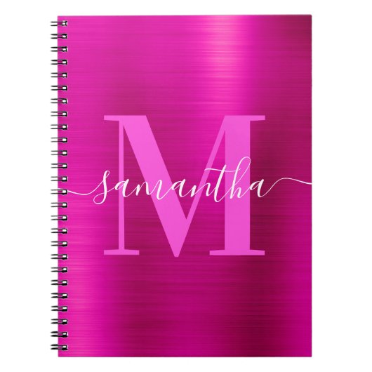 Carnet Papier à lettres Monogramme Rose Chaud Brillance (Devant)