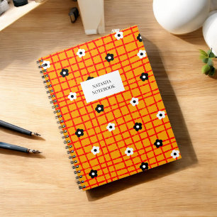 Carnet Papier à lettres Motif orange rouge à fleurs gras