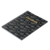 Carnet Papier à motif de carreaux d'Onyx noir Nom Monogra (Côté gauche)