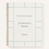 Carnet Papier affaires à grille vert sauge ivoire (Devant)