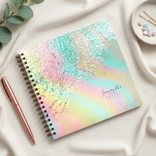 Carnet Papier Aluminium Abstrait Holographique Arc-en-cie