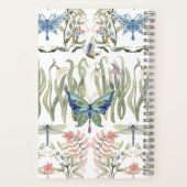Carnet Papier aquarelle floral bleu et rose papillon de m (Verso)