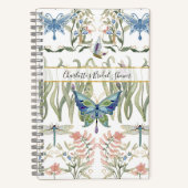 Carnet Papier aquarelle floral bleu et rose papillon de m (Recto)
