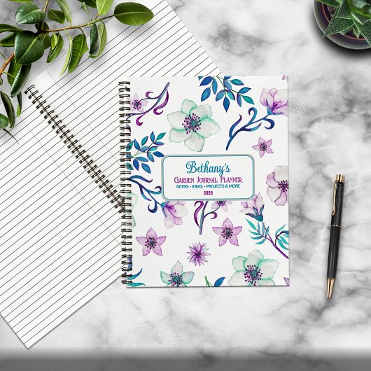 Carnet Papier aquarelle floral personnalisé Maison & Jard