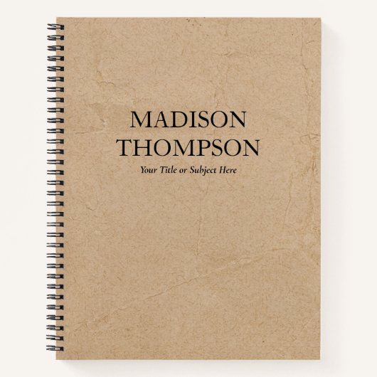 Carnet Papier Brown Rustique Kraft Simple Professionnel (Devant)