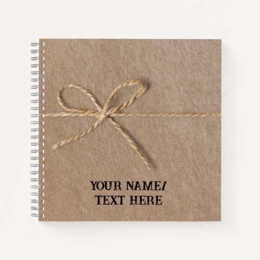 Carnet Papier brun rétro avec chaîne - texte non modifiab (Devant)