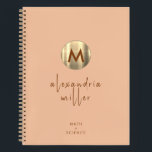 Carnet Papier de mathématiques et de sciences de la pêche<br><div class="desc">Ce carnet personnalisé comprend une couverture pêche avec un monogramme d'or brossé avec nom de script et le sujet "mathématiques science" imprimé en caractères simples et élégants dans les tiers inférieurs. Les pages intérieures sont revêtues de papier graphique, parfait pour prendre des notes, esquisser des diagrammes ou résoudre des équations....</div>