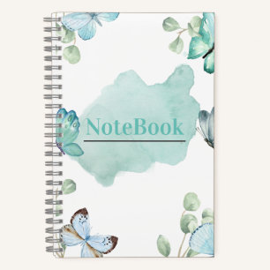 Carnet Papier esthétique bleu et blanc Papillon 14 x 21,5