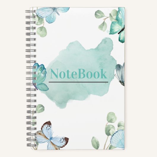 Carnet Papier esthétique bleu et blanc Papillon 14 x 21,5 (Recto)