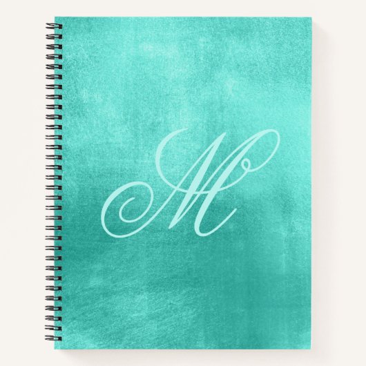 Carnet Papier fantaisie monogrammé brillant turquoise (Devant)