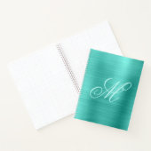 Carnet Papier fantaisie monogramme turquoise feuille (Intérieur)