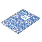 Carnet Papier floral bleu monogrammé  (Côté gauche)