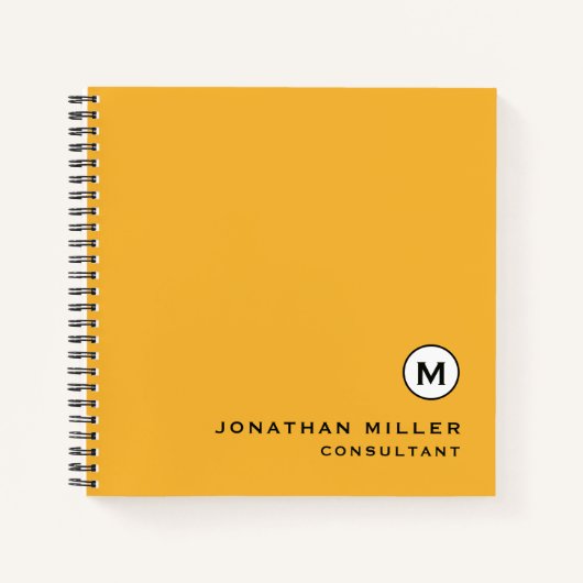 Carnet Papier graphique à monogramme jaune moutarde moder (Devant)