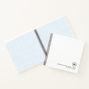 Carnet Papier graphique Carré Monogramme blanc minimal
