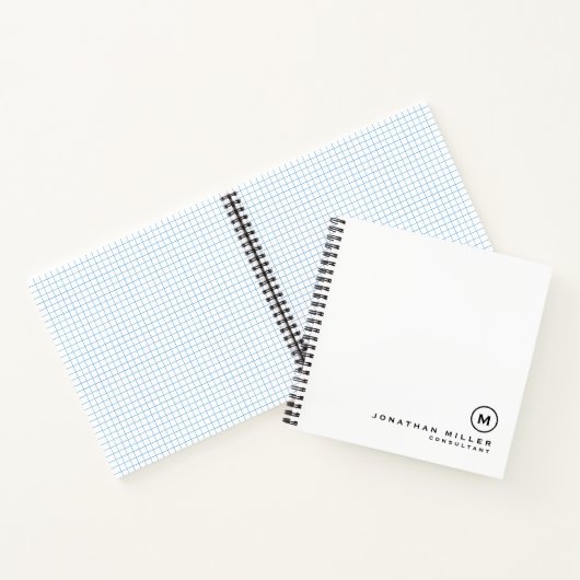 Carnet Papier graphique Carré Monogramme blanc minimal (Intérieur)