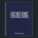 Carnet Papier graphique d'ingénierie personnalisée Concep<br><div class="desc">Un carnet mignon et branché à emporter en classe d'ingénierie ou pour les devoirs avec une couverture simple et minimaliste en bleu marine et l'espace pour le sujet de l'école et votre nom pour être personnalisé.</div>