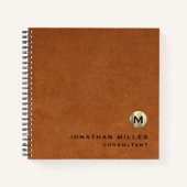 Carnet Papier graphique en monogramme or en cuir Brown (Devant)