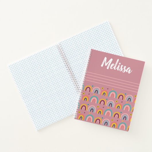 Carnet Papier graphique rose arc-en-ciel Monogramme (Intérieur)