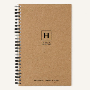 Carnet Papier Kraft Brun Monogramme Classique