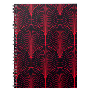 Carnet papier peint art déco rouge et noir vintage