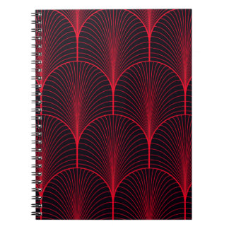 Carnet papier peint art déco rouge et noir vintage