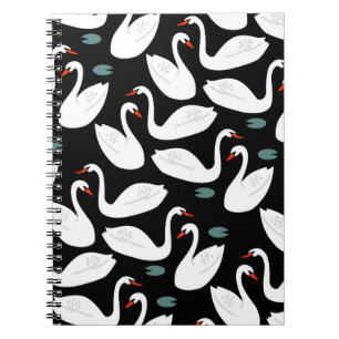 Carnet Papier peint blanc Swans Lake