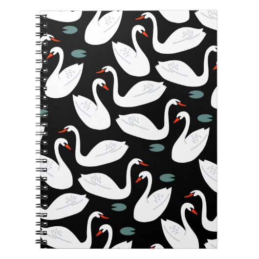 Carnet Papier peint blanc Swans Lake (Devant)