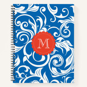 Carnet Papier peint bleu bleu bleu bleu marine Monogramme