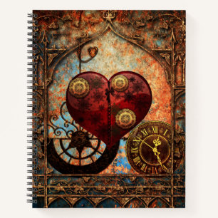 Carnet Papier peint Coeurs Steampunk vintage