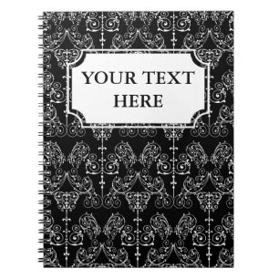 Carnet Papier peint Damas vintage - blanc + votre dossier