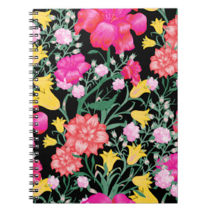 Carnet Papier peint floral avec Grandes Fleurs. Correcteu