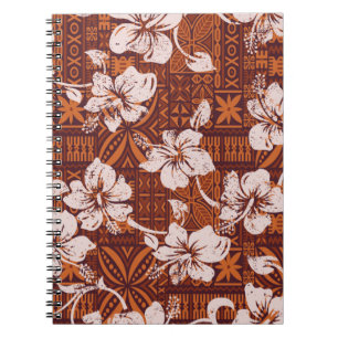 Carnet Papier peint pour fleurs d'hibiscus vintage hawaïe