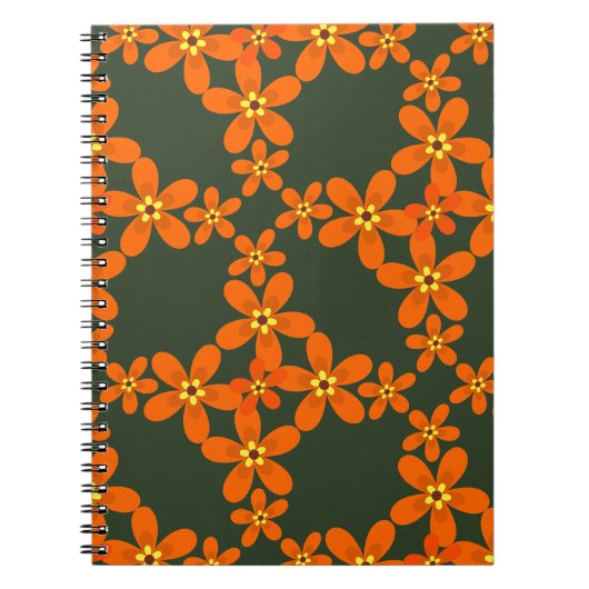 Carnet papier peint rétro orange 1970 (Devant)
