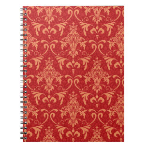 Carnet Papier peint victorien classique, or rouge.