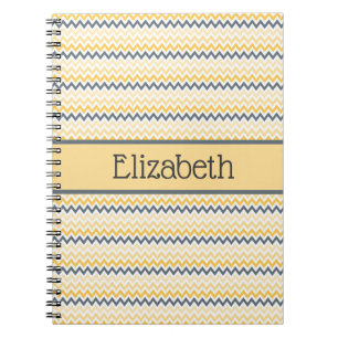 Carnet Papier personnalisé avec monogramme jaune gris che