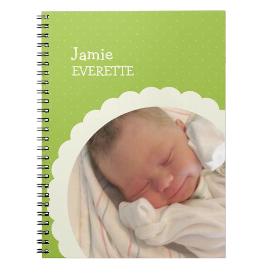 Carnet Papier photo personnalisé Cercle de pétoncle vert (Devant)