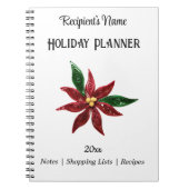 Carnet Papier Quitté Poinsettia Planificateur de vacances (Devant)