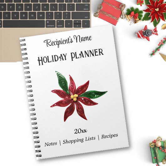 Carnet Papier Quitté Poinsettia Planificateur de vacances