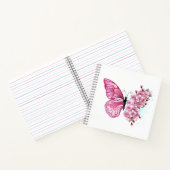 Carnet Papillon à fleurs avec Sakura rose (Intérieur)