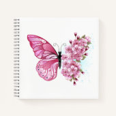 Carnet Papillon à fleurs avec Sakura rose (Devant)