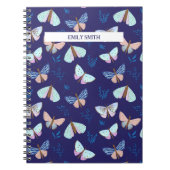 Carnet papillon à motif bleu avec accent rose (Devant)