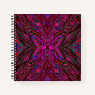 Carnet Papillon Abstrait Rose Chaude, Rouge et Bleu Tripp