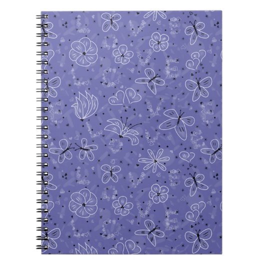 Carnet Papillon AMOUR - motif sans couture. (Devant)