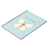 Carnet Papillon Aqua Menthe Bleu Crème Marron (Côté gauche)