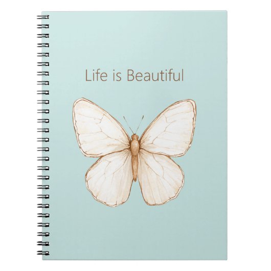 Carnet Papillon Aqua Menthe Bleu Crème Marron (Devant)