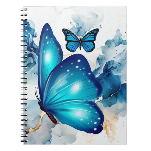 Carnet Papillon aquarelle magique bleu (Devant)