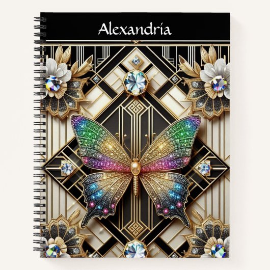 Carnet Papillon Arc-en-Ciel Art Déco (Devant)