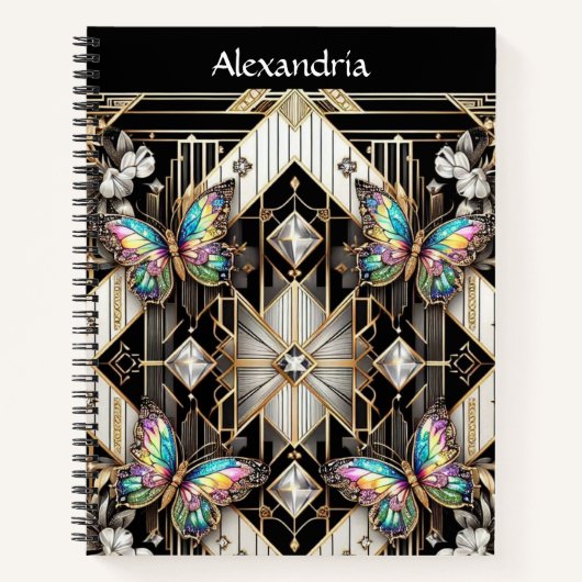 Carnet Papillon Arc-en-ciel Art Déco (Devant)