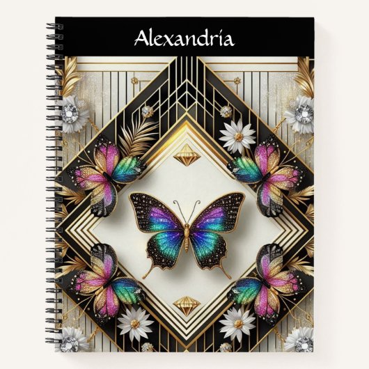 Carnet Papillon Arc-en-ciel Art Déco (Devant)