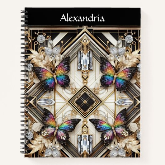 Carnet Papillon Arc-en-ciel Art Déco (Devant)
